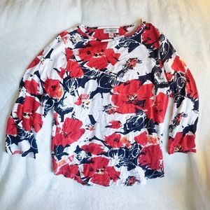 Red, White, & Blue Floral Top